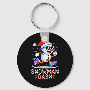 Kerstsneeuwman Dash Hardlopen Hardloper Marathon T Sleutelhanger