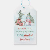 Kerstsneeuwman Eerste Verjaardag Cadeaulabel (Achterkant)