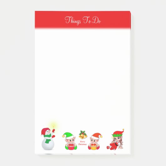 Kerstsneeuwman & Elfen Dingen om te Doen Post-it® Notes (Voorkant)