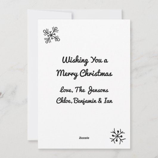 Kerstsneeuwman en -boom | Kleur mij Feestdagenkaart (Achterkant)