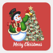 Kerstsneeuwman en -boom voegen bericht sticker toe (Voorkant)