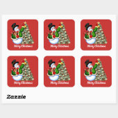 Kerstsneeuwman en -boom voegen bericht sticker toe (Vel)