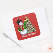 Kerstsneeuwman en -boom voegen bericht sticker toe (Envelop)