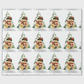 Kerstsneeuwman en dierlijk verpakkingspapier cadeaupapier (Vlak)