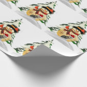 Kerstsneeuwman en dierlijk verpakkingspapier cadeaupapier (Hoek)