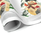 Kerstsneeuwman en dierlijk verpakkingspapier cadeaupapier (Rol Hoek)