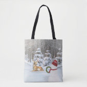 Kerstsneeuwman en -hert tote bag (Voorkant)