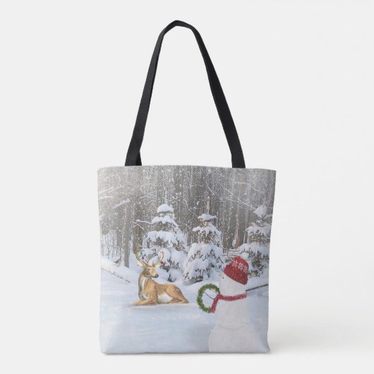 Kerstsneeuwman en -hert tote bag (Achterkant)