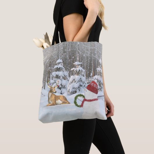 Kerstsneeuwman en -hert tote bag (Dichtbij)