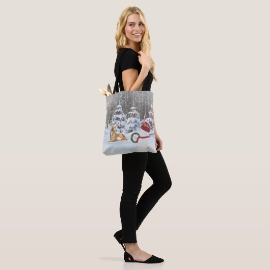 Kerstsneeuwman en -hert tote bag (Op model)