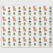 Kerstsneeuwman en rendieren Wit Cadeaupapier (Vlak)