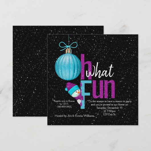 Kerstsneeuwman Feest Kaart (Voorkant / Achterkant)