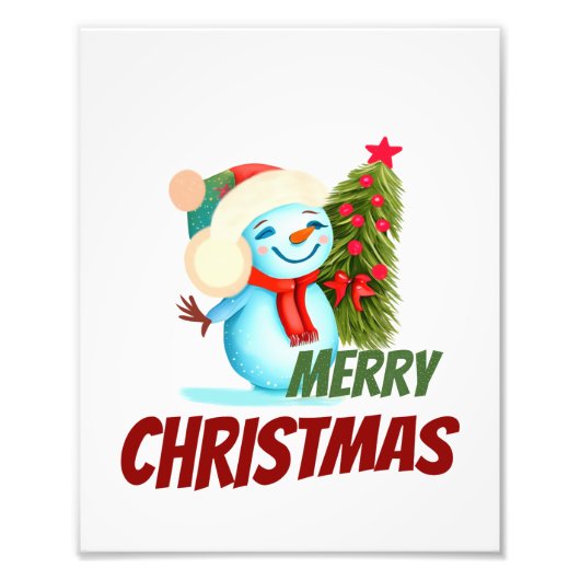 Kerstsneeuwman Foto Afdruk (Voorkant)
