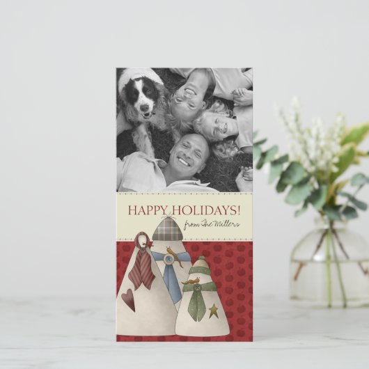 Kerstsneeuwman Fotokaarten Feestdagenkaart (Staand voorkant)