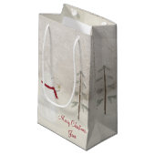Kerstsneeuwman geven klein cadeauzakje (Voorkant Gekanteld)
