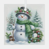 Kerstsneeuwman Glas Ornament (Achterkant)
