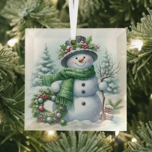 Kerstsneeuwman Glas Ornament