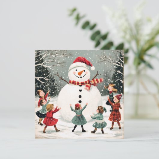 Kerstsneeuwman in de winter wonderland scene kaart (Staand voorkant)