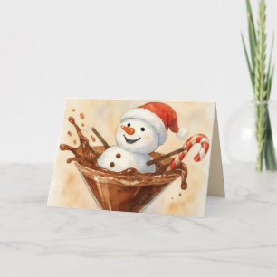 Kerstsneeuwman in een chocolade martini kaart