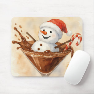Kerstsneeuwman in een chocolade martini muismat