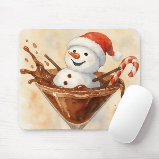 Kerstsneeuwman in een chocolade martini muismat (Met muis)