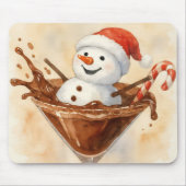 Kerstsneeuwman in een chocolade martini muismat (Voorkant)