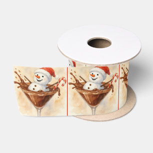 Kerstsneeuwman in een chocolade martini satijnen lint