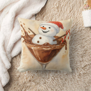 Kerstsneeuwman in een chocolademartini kussen