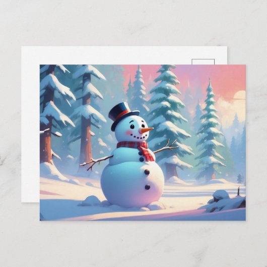Kerstsneeuwman in het Winterbos Briefkaart (Voorkant / Achterkant)