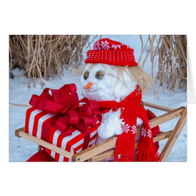 Kerstsneeuwman in slang (Voorkant Horizontaal)