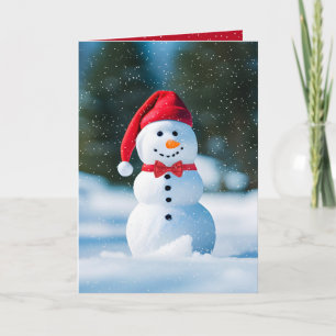 Kerstsneeuwman in sneeuwvlokken kaart