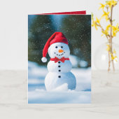 Kerstsneeuwman in sneeuwvlokken kaart (Gele Bloem)