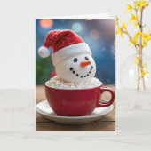 Kerstsneeuwman in warme chocolademelk kaart (Gele Bloem)