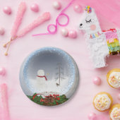 Kerstsneeuwman in wereldbol papieren bordje (Feest)