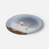 Kerstsneeuwman in wereldbol papieren bordje (Gekanteld)