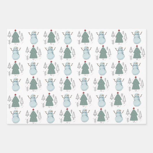 Kerstsneeuwman Inpakpapier Vel (Voorkant)