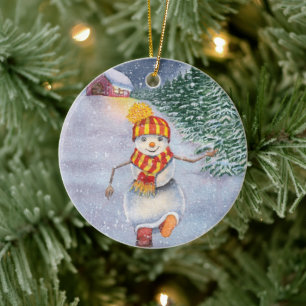Kerstsneeuwman Keramisch Ornament