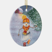 Kerstsneeuwman Keramisch Ornament (Rechts)