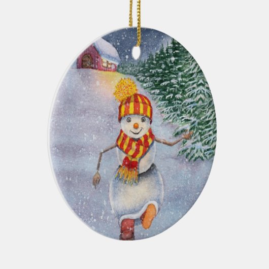 Kerstsneeuwman Keramisch Ornament (Rechts)