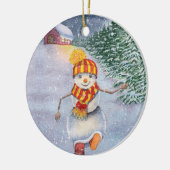Kerstsneeuwman Keramisch Ornament (Links)