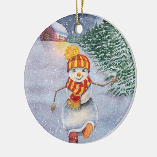 Kerstsneeuwman Keramisch Ornament (Links)
