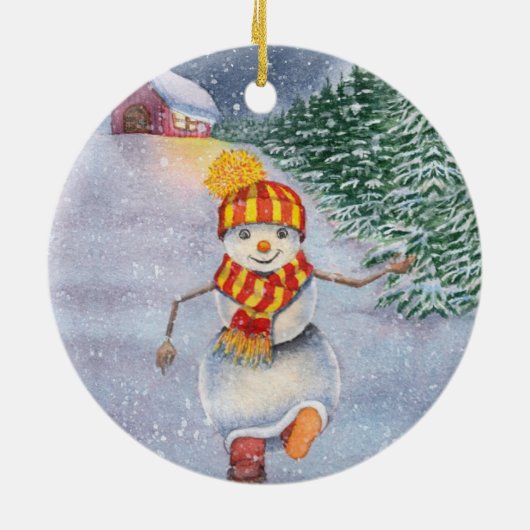 Kerstsneeuwman Keramisch Ornament (Achterkant)