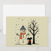 Kerstsneeuwman Kerstfeest Hond Winter Feestdagenkaart (Voorkant / Achterkant)