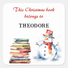 Kerstsneeuwman Kinderen Dit Boek Is Van Naam Vierkante Sticker