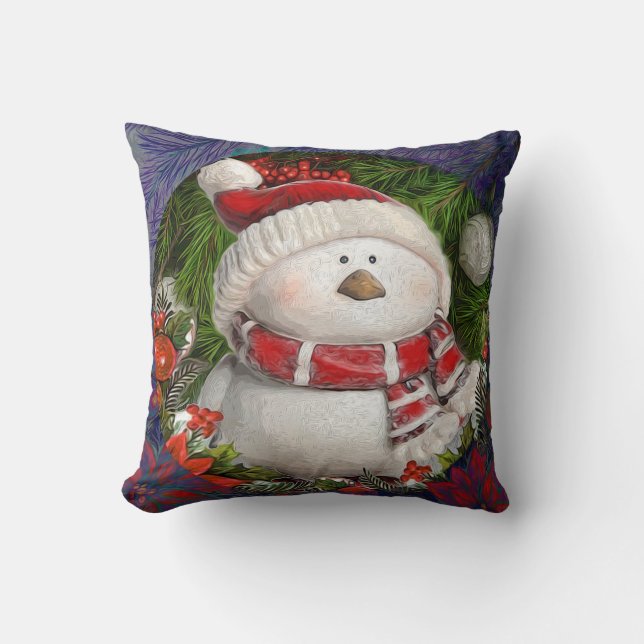 Kerstsneeuwman Kussen (Voorkant)