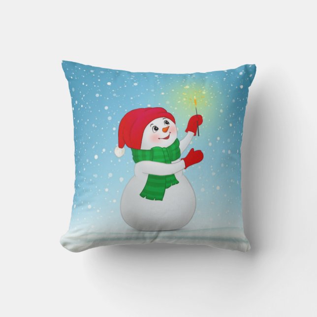 Kerstsneeuwman Kussen (Voorkant)