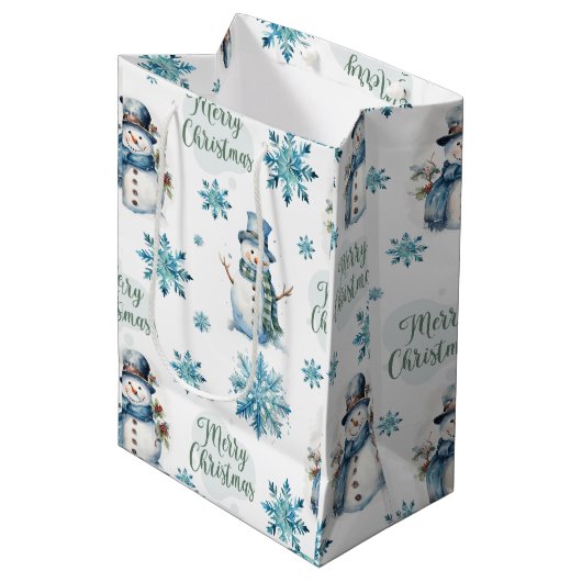 Kerstsneeuwman Medium Cadeauzakje (Voorkant Gekanteld)