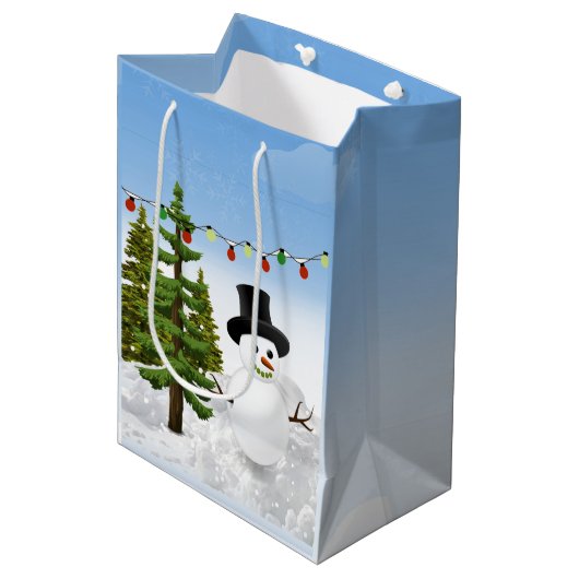 Kerstsneeuwman medium cadeauzakje (Voorkant Gekanteld)