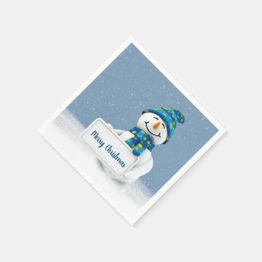 Kerstsneeuwman met bord servet (Hoek)