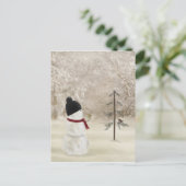 Kerstsneeuwman met gouden ster briefkaart (Staand voorkant)